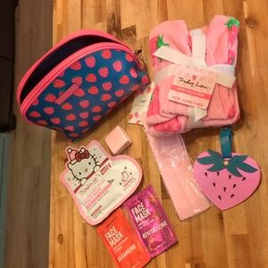 Dabney Lee Strawberry Cosmetic Travel Case Makeup Bag and Bundle Set